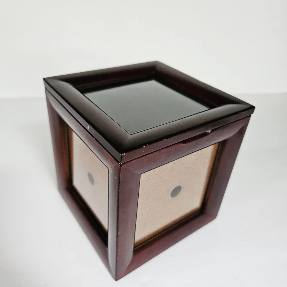Vintage Bombay Wooden Photo Cube Keepsake Box Dark Mahogany 5 Picture Frames‎